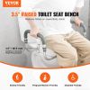 VEVOR Raised Toilet Seat, 3.5" Height Raised, 300 lbs Weight Capacity, for Standard Round Toilet, Aluminum Handrail, with EVA Armrest Padding