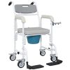 Gray Shower Commode Wheelchair, Seniors Bedside Commode Chai