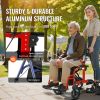 VEVOR 2 in 1 Rollator Walker & Transport Chair for Seniors, Folding Rolling Walker Wheelchair Combo & Footrests