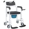 Black Shower Commode Wheelchair, Seniors Bedside Commode Chai